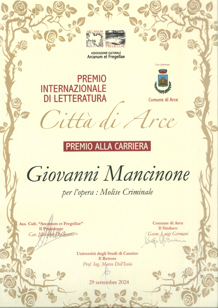 Attestato Premio alla carriera