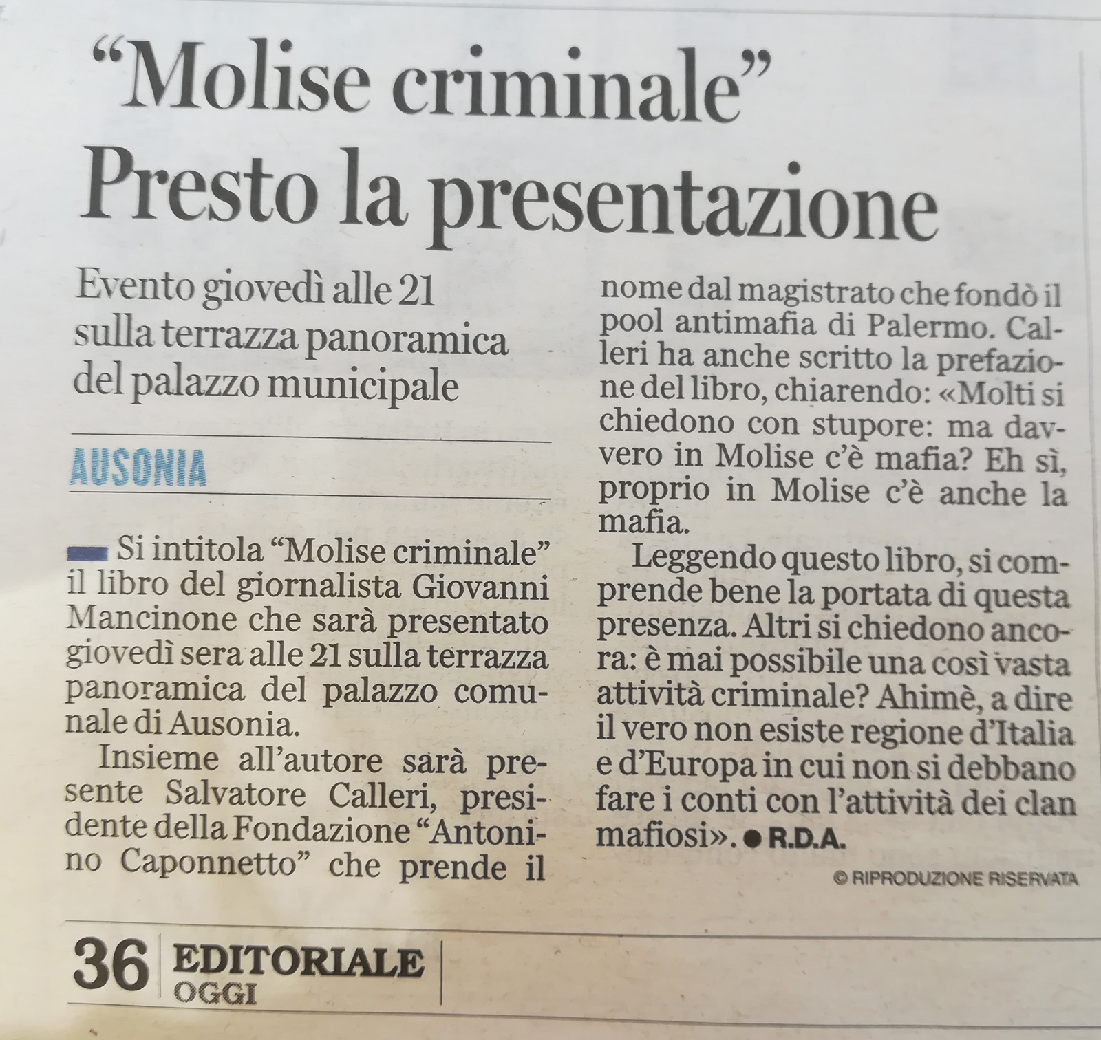 Rassegna stampa Ciociaria oggi