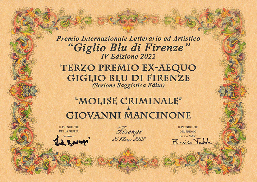 Attestato Premio Giglio Blu di Firenze
