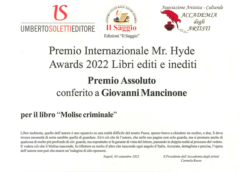 Premio internazionale Mr Hyde Awards 2022