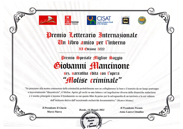 Premio Speciale Miglior Saggio sez. narrativa edita