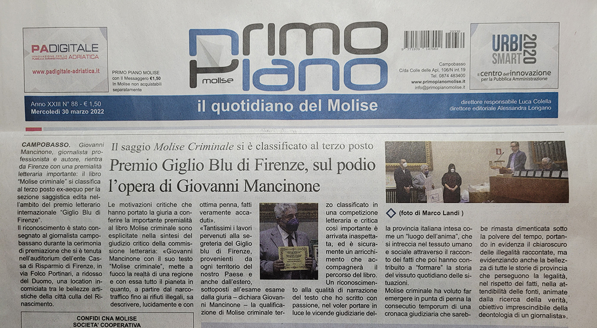 Articolo Primo piano Molise 30 marzo 2022